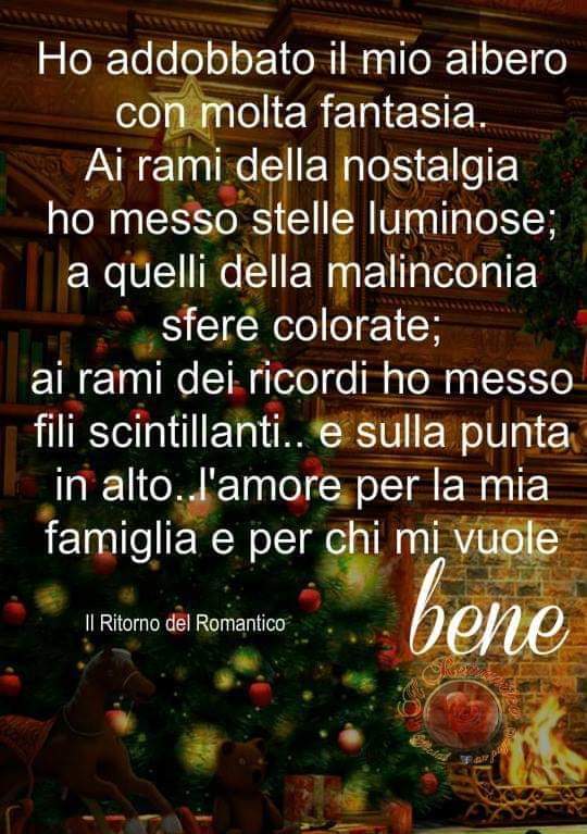 atzeni_regina's tweet photo. #VentagliDiParole 
#rimpiango 
#DonneInArte 
Ho addobbato il mio albero
Con molta fantasia
Ai rami della nostalgia
Ho messo stelle luminose
A quelli della malinconia 
Sfere colorate
Ai rami dei ricordi
Ho messo fili scintillanti
E sulla punta in alto l'amore per la mia famiglia https://t.co/jjz9unaUeJ