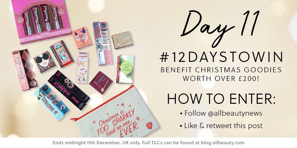 Day 11 of #12DaysToWin 🎄 And it wouldn't be Christmas without a little something from <a href="/BenefitUK/">Benefit Cosmetics UK</a> who have very kindly put together this bundle of goodies worth over £200!  For your chance to #win follow @allbeautynews  and retweet ✨ Good luck! #competition #giveaway