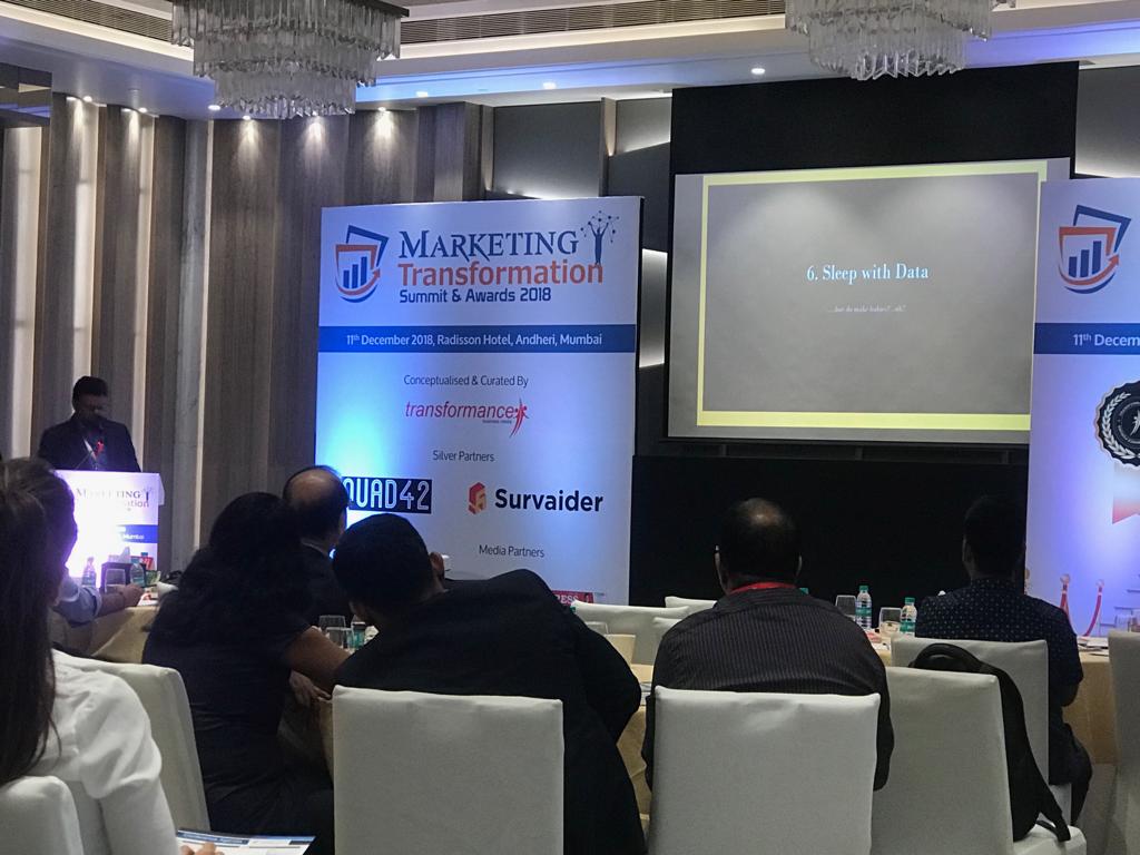 survaider's tweet photo. "Sleep with data and make babies"
Thoroughly enjoyed this funny and very informative session by Piyush kumar, CMO at @MetropolisLab
#MarketingTransformationSummit2018 #MTSA2018 https://t.co/aHtSoYl7Bc