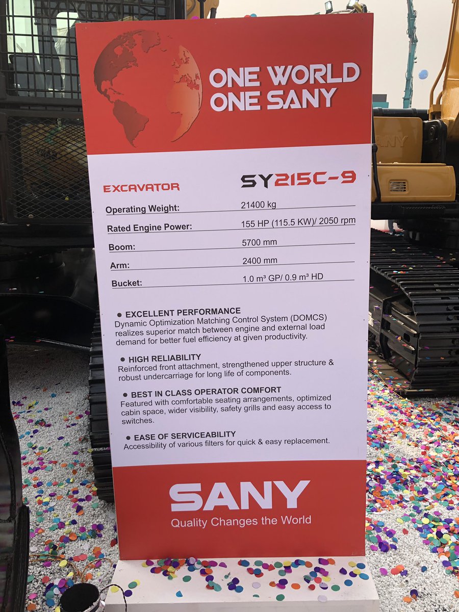SanyIndia's tweet photo. Presentation the new SY215C-9 excavator!
#OneWorldOneSany #SanyMachineLaunch https://t.co/6sxCHE4uOr