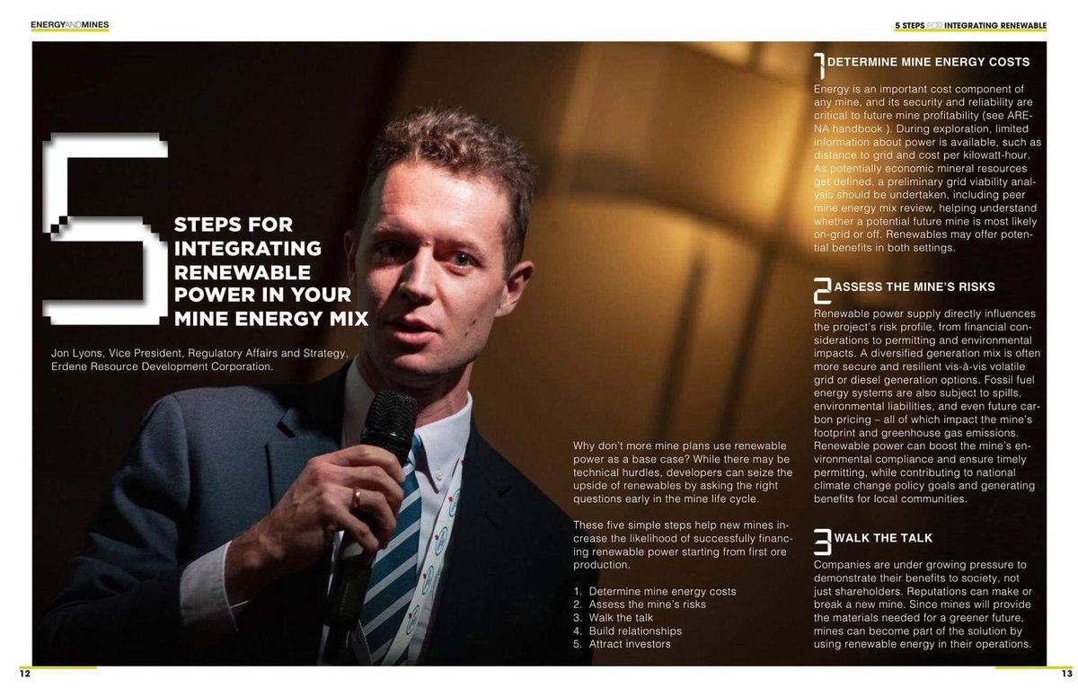 Эрдэнэ Ресурс нь төсөл хөгжүүлэлтийн хүрээнд сэргээгдэх эрчим хүчийг ашиглах боломжуудын судалж байна. Манай дэд ерөнхийлөгч Жон Лёнс Energy and Mines Congress-д уригдан дээрх асуудлаар илтгэж байна.
Дэлгэрэнгүйг worldcongress.energyandmines.com