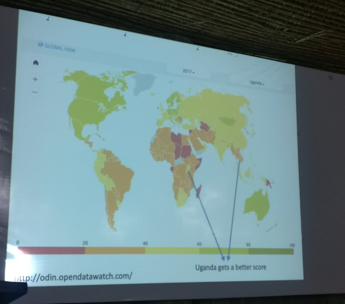 According to <a href="/OpenDataWatch/">Open Data Watch</a> Uganda has a better score than Cambodia on access to open data. However internet penetration in Uganda and capacity to leverage open data is more limited - Sotheavin Doch #SSMediaLab18