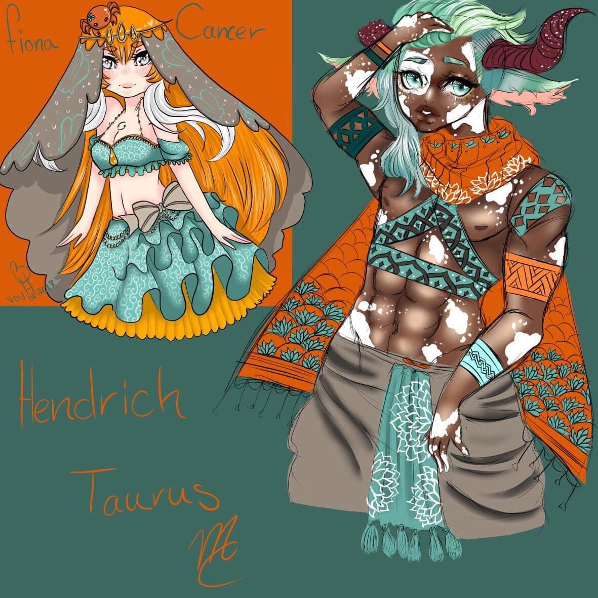 FluffyChan411's tweet photo. Fiona x Hendrich this is a collaboration between me and @momochan4427 hope you like tour zodiac babies. #fluffychan411oc #momochan4427oc #collaboration #originalcharacters #rpcharacters #digitalart #animeart #chibis https://t.co/txCGXH4A3W