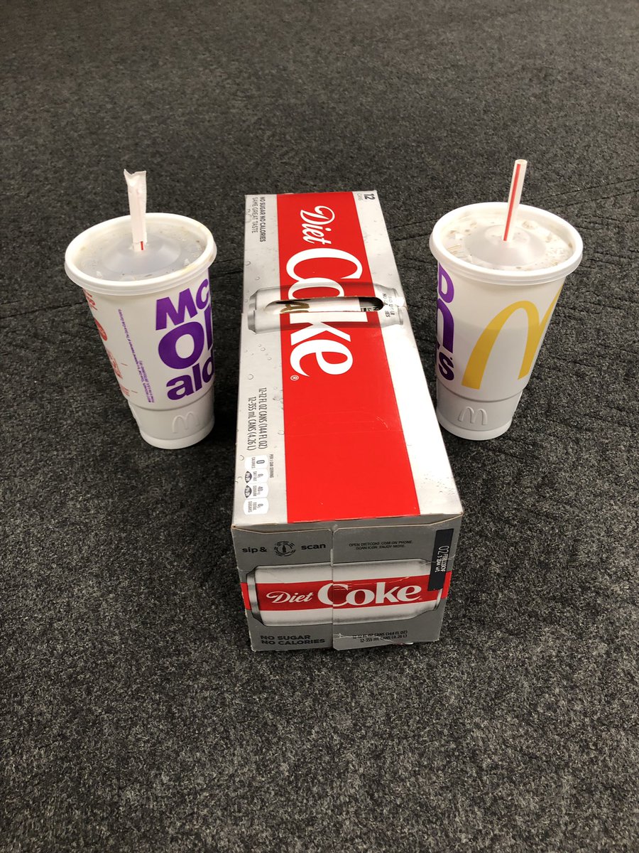 MariaRarey's tweet image. How many Diet Coke’s does it take to make Hallman happy?  Thanks @sidney0056  for the McDonalds and thanks Secret Santa for the 12 pack. #donotjudge #guiltypleasure