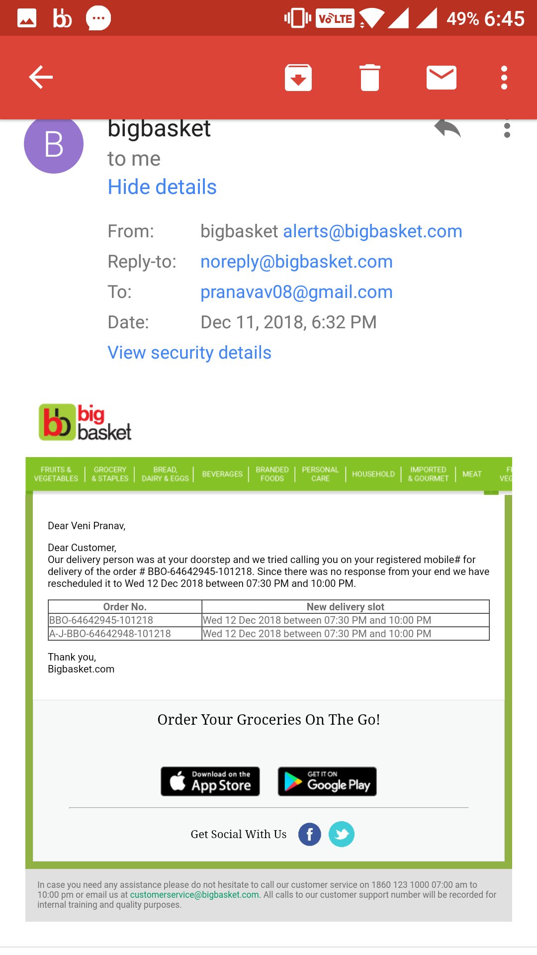 bigbasket on Twitter "pranavav08 Apologize for the trouble, hope we