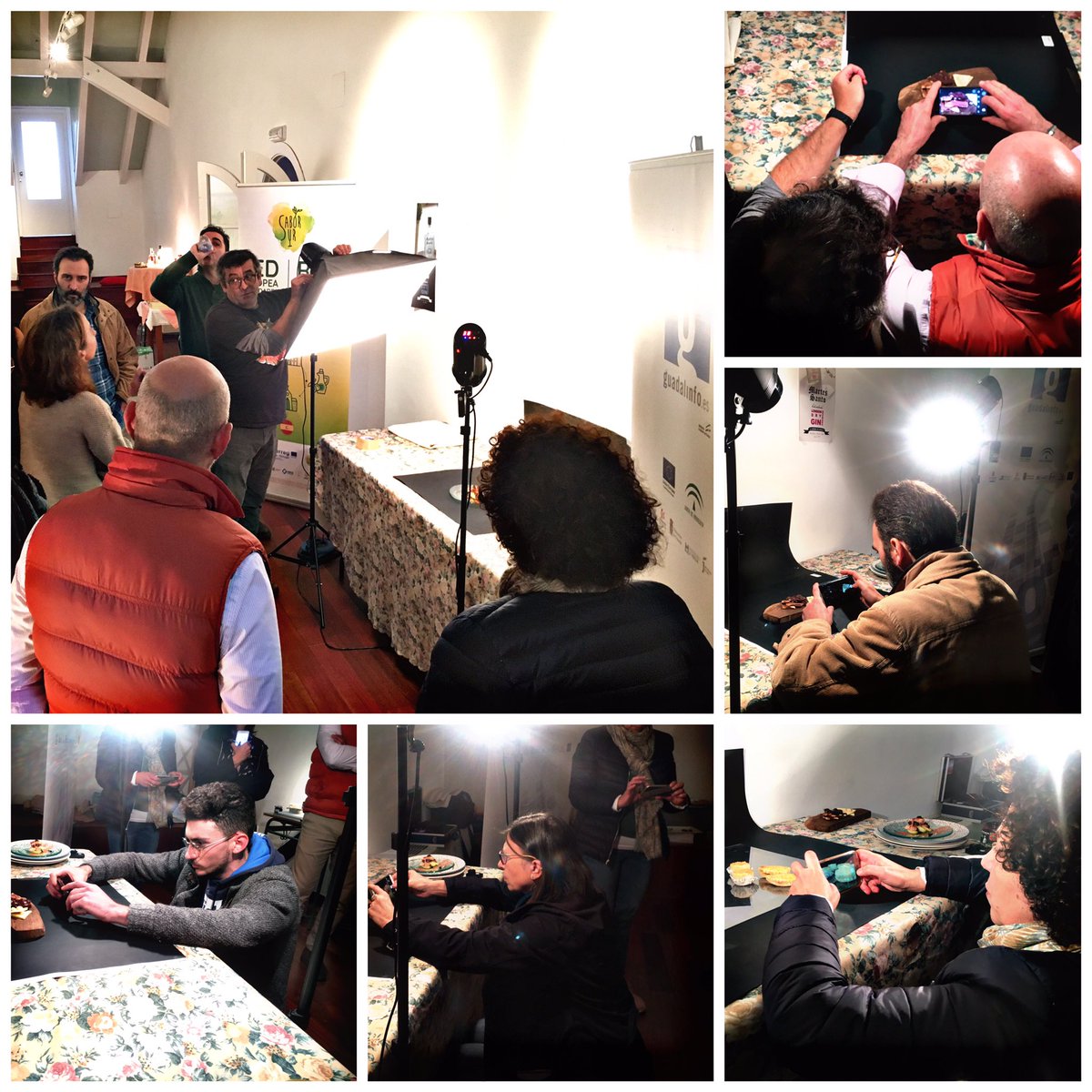puntovuelaHS's tweet photo. Los empresarios del sector de la hostelería y comercio terminan el taller de fotografía gastronómica practicando con sus propios productos #SaborSur #higueradelasierra @consorciofr @RedGuadalinfo https://t.co/4fi6KdTpCq