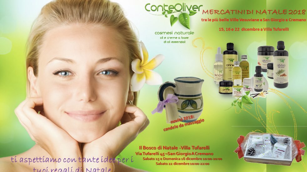 #MercatiniDiNatale vieni a trovarci sabato 15 e domenica 16 dicembre aVilla Tufarelli.
Tante idee regalo per #Natale: le Candele da Massaggio Profumate e la nuova linea di Creme ed Oli da Massaggio all’Olio di Oliva OliViva.
#cosmesinaturale #aromaterapia #curadellapelle