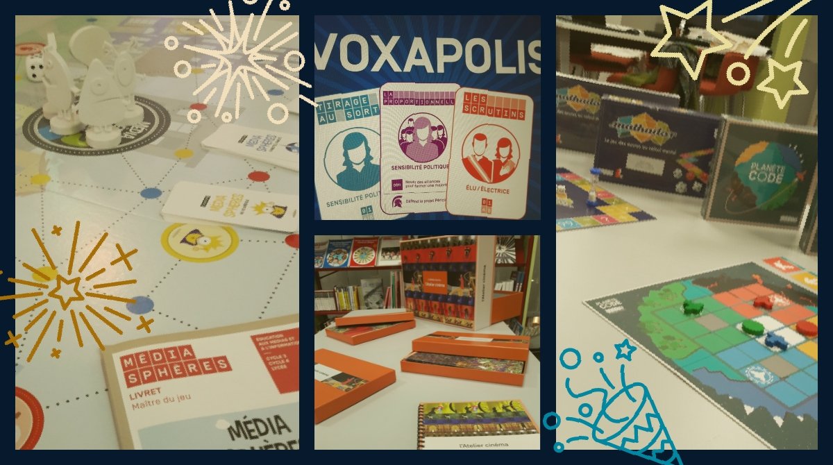 Canope_DTPACA's tweet photo. Vous cherchez des cadeaux ludiques et éducatifs ? Venez pour une démonstration à l'Atelier @canope_13 pour découvrir nos jeux #PlanèteCode #Voxapolis #Mathador #MédiaSphères https://t.co/hGVwDI2Qsd