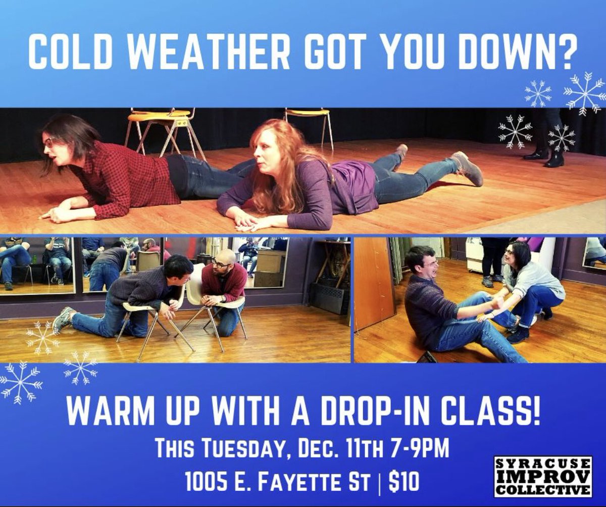 If you’re looking to try improv, or brush up on the basics, tonight’s drop-in class is for you. See you at 7pm. <a href="/SparkArtSpace/">Spark Art Space</a> #improvcomedy #community #cuse #TuesdayVibes