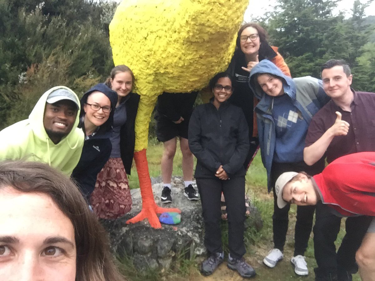Good times on Day 2 of our GEOL111 summer course field trip exploring the geology of Castle Hill Basin and meeting the famous Bealey Hotel moa...which now seems to resemble a giant rubber chicken..! @UCNZscience @UCNZ