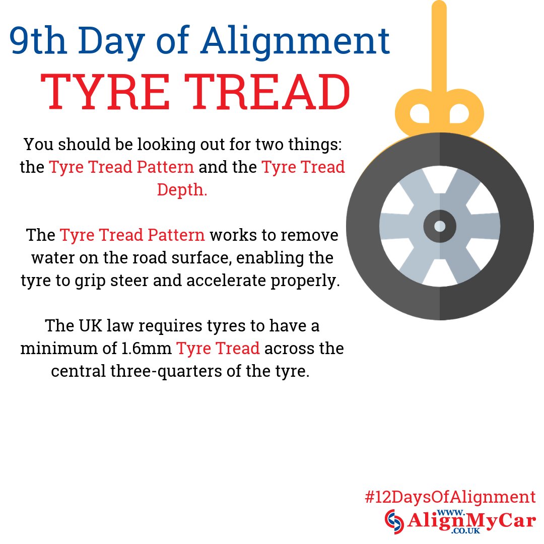 AlignMyCarUK's tweet image. #12DaysOfAlignment: Tyre Tread

The #tread of a #tyre refers to the rubber on its circumference that makes contact with the road. The more tyres are used, the more the tread is worn off limiting its effectiveness. 

Check out more tyre tips on AlignMyCar.co.uk