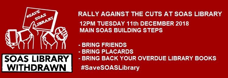 dan_a_lowe's tweet image. SOAS Library is an amazing resource & it sits right at the heart of what makes SOAS unique. Cutting 25% of library staff would be like self-induced heart disease. Libraries do not function without librarians. Say no to the cuts. #SaveSOASLibrary. Rally at 12:00 today!