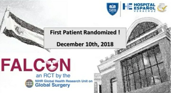 We are delighted to share news that <a href="/ramosdelamedina/">A. Ramos-De la Medina, MD, FACS</a>'s team at <a href="/MXSurg/">Global Surgery HE 🌐</a> in Veracruz, Mexico yesterday randomised the first patient to our FALCON RCT. Massive achievement for a huge team working on the trial across four continents. Congratulations! #globalsurgery #SoMe4Surgery