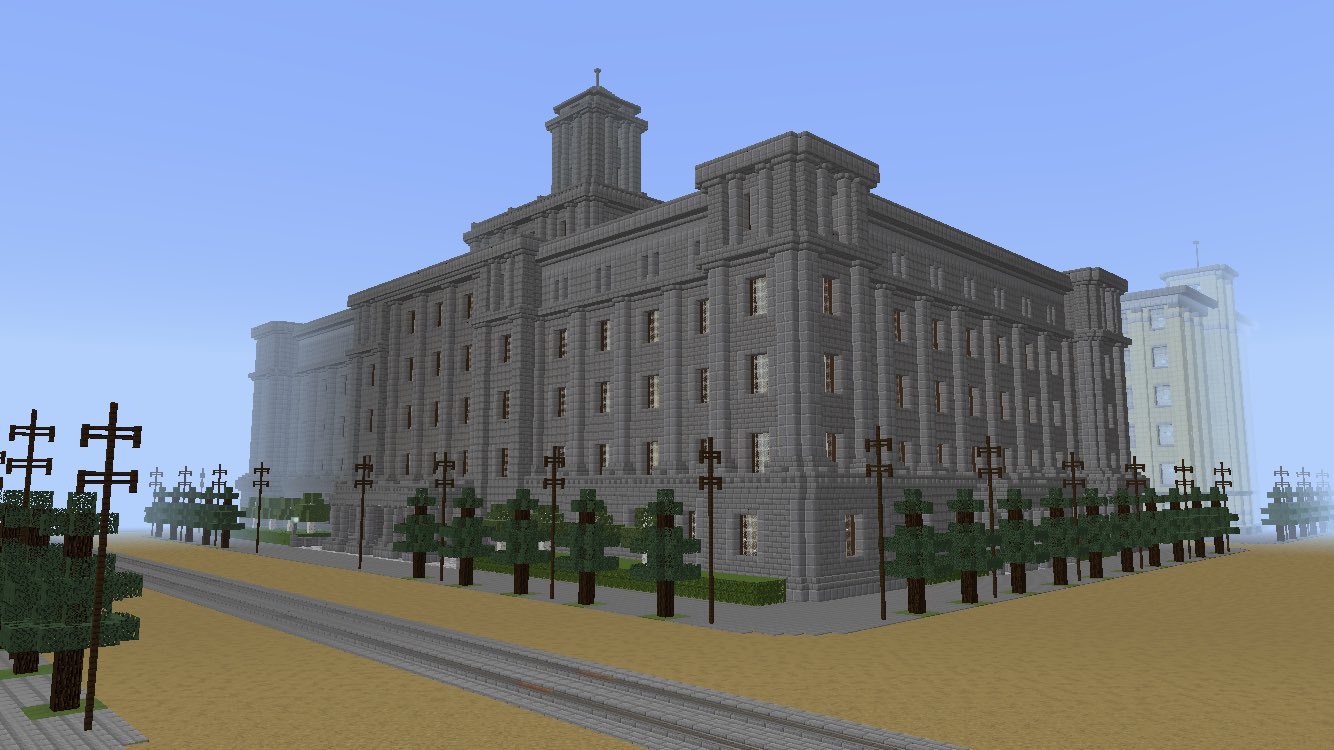 O Xrhsths 黒樫市 Minecraft現代都市開発 Sto Twitter 3代目 黒樫市役所庁舎 1925年竣工 鉄骨鉄筋コンクリート造 塔屋を含めて地上10階建 近世復興様式が特徴の建築である 翌年の1926年に黒樫市に百尺規制が適用された為 戦後暫くまでは市内で最も高い建築物であっ