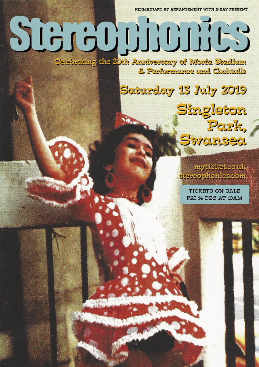 We’re having a party!!! 🎈🎊🎉  We are celebrating the 20th anniversary of Morfa Stadium &amp; Performance and Cocktails with a special one off show at Swansea’s Singleton Park on Sat 13th July 2019! Tickets go on sale on Fri 14th Dec at 10am from myticket.co.uk/artists/stereo…