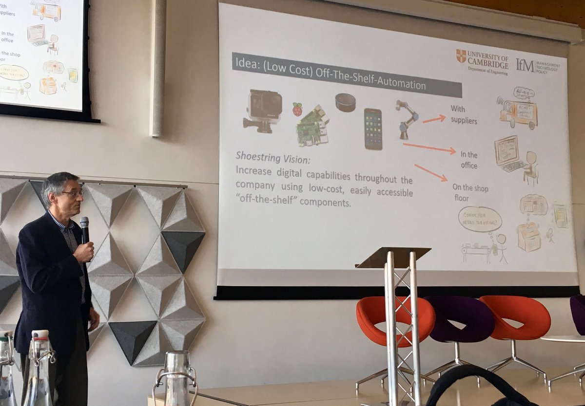 tim_minshall's tweet photo. Exploring the potential of low cost digital / automation for #Manufacturing #SMEs from ⁦@IfMCambridge⁩ Duncan McFarlane at #ukmanufacturingforum ⁦@HVM_Catapult⁩ https://t.co/Z9LBvXefl3