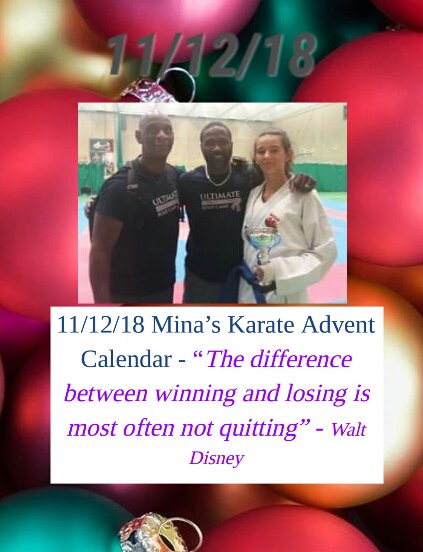 KarateMina02's tweet photo. On the 11th day of #Christmas...
#MyKarateAdventCalendar Pic of me with #WayneOtto 9 x #Karate #WorldChampion (and the rest) &amp; #GregFrancis
@UKFBootCamp. I got Silver in #Kumite #competition with an injury to my wrist. Didn't quit though! ;) https://t.co/oIhJkGRyH1
