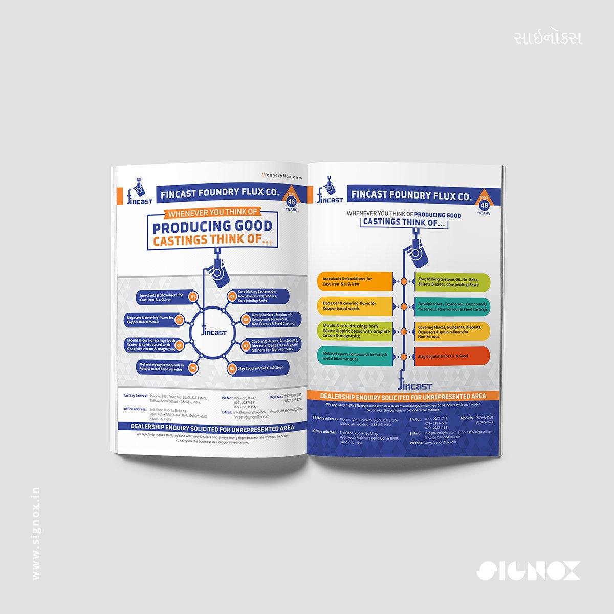 SignoxDesigns's tweet image. Graceful designs for the well-known industrial company in the Foundry industry, "Fincast Foundry Flux Co.". Changing Fincast branding: 48 years of brand with the same legacy maintain.
signox.in
#Creativity #branding #graphic #design #industrial #fincast #signox