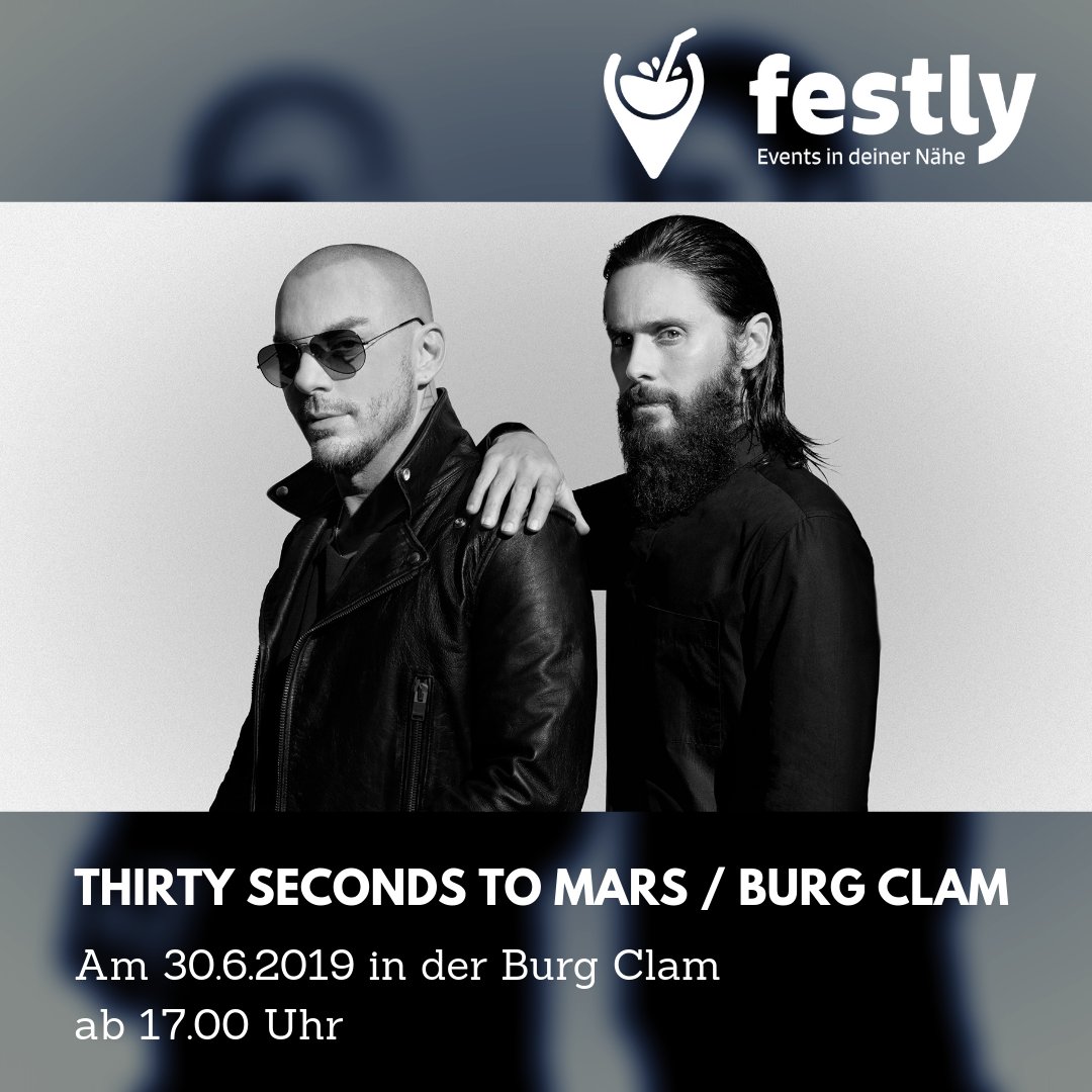 Festly_App's tweet photo. Thirty Seconds to Mars kommen 2019 in die Burg Clam!!!

Alle Infos über das Event:
https://t.co/Mk1cFlQJcs

#burgclam #konzert #thirtysecoundstomars #musik #rock #austria #österreich #startup #app #android #event #veranstaltung https://t.co/BOnxsNEHfq