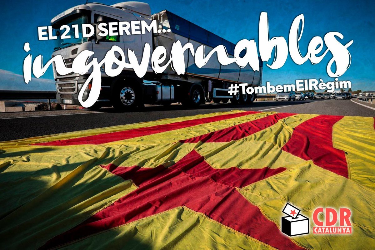El #21D serem ingovernables! 

Guarda't la data i segueix els canals oficials. 

Prenem els carrers!

Organitzem la resposta. 

#TombemElRegim
#ElPoderDelPoble
#CDRenXarxa