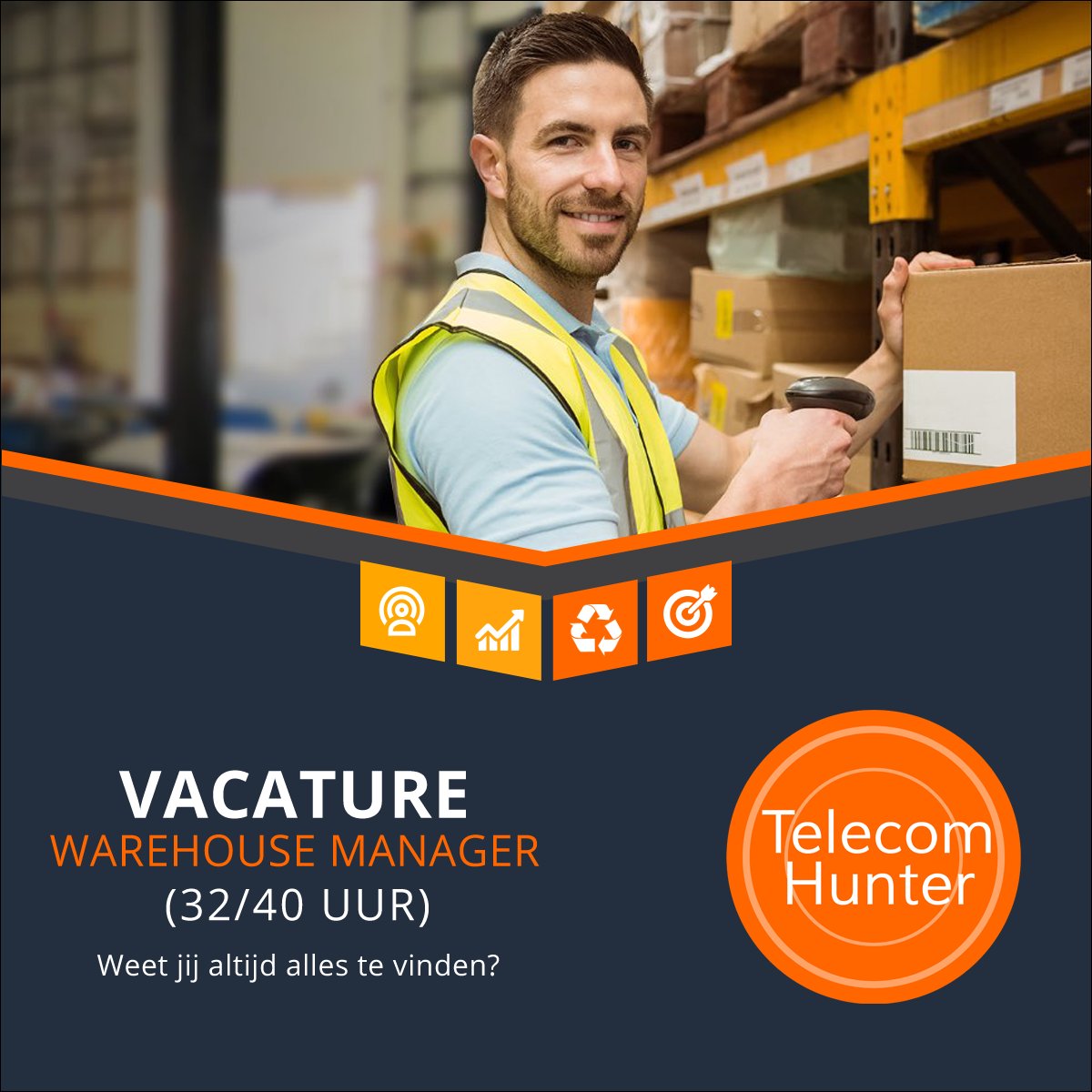 Telecom Hunter is op zoek naar een #Warehouse Manager voor onze vestiging in #Harderwijk. Vind jij het leuk om je handen uit de mouwen te steken en samen met ons jonge  bedrijf verder te groeien? Lees dan verder. #vacature #logistics telecomhunter.nl/vacature_wareh…