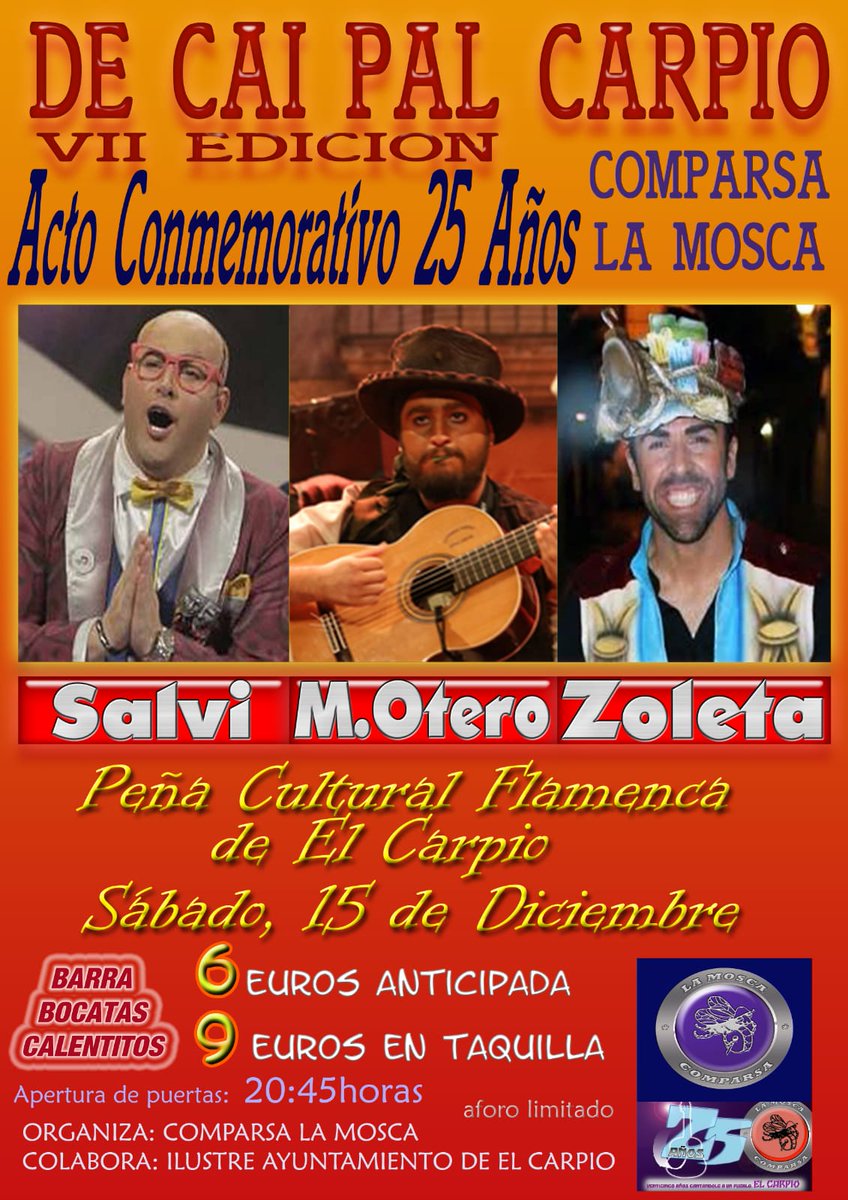 ComparsaMosca's tweet image. Recuerda que es este sabado y quedan ya poquísimas entradas, el aforo es muy limitado no te quedes sin tu entrada.