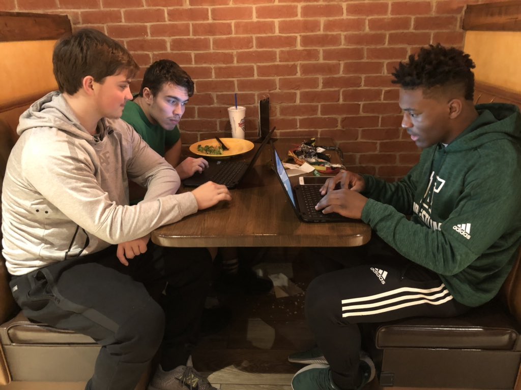 ToniaHill's tweet photo. Snow Day or eLearning Day? It’s both! We don’t have to make up our snow days because our students use their Chromebooks at home to complete school work while being out for bad weather. Joshua and a classmate took their CBs to Zaxby’s tonight. #SDPCweatherProof @Easley_High https://t.co/lxFisL1mBz