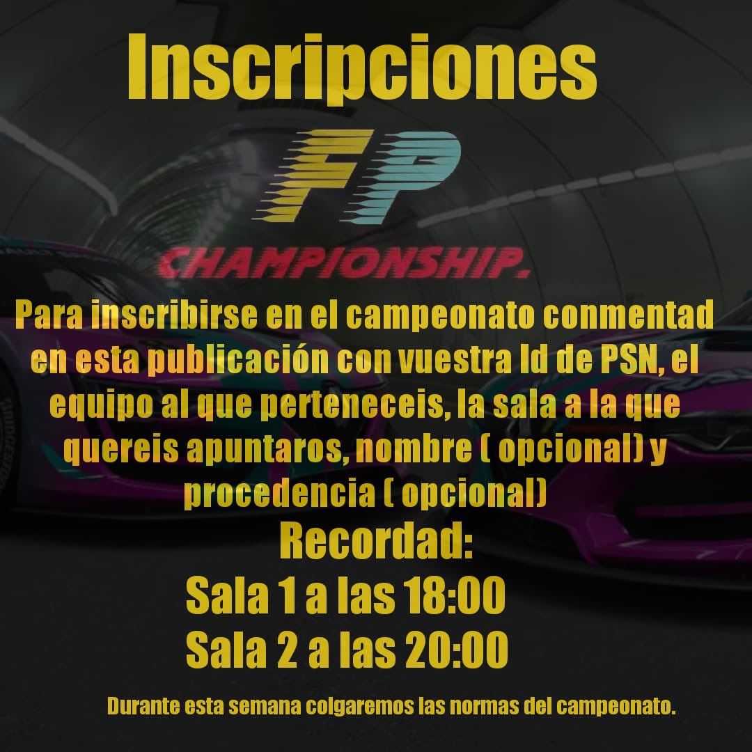 SFP_RacingTeam's tweet photo. Recordar que esta tarde pondremos el enlace para las inscripciones al campeonato, para los ganadores de la carrera de campeones habrá grandes premios!!!!! Ya queda menos https://t.co/20QbQ0urvx