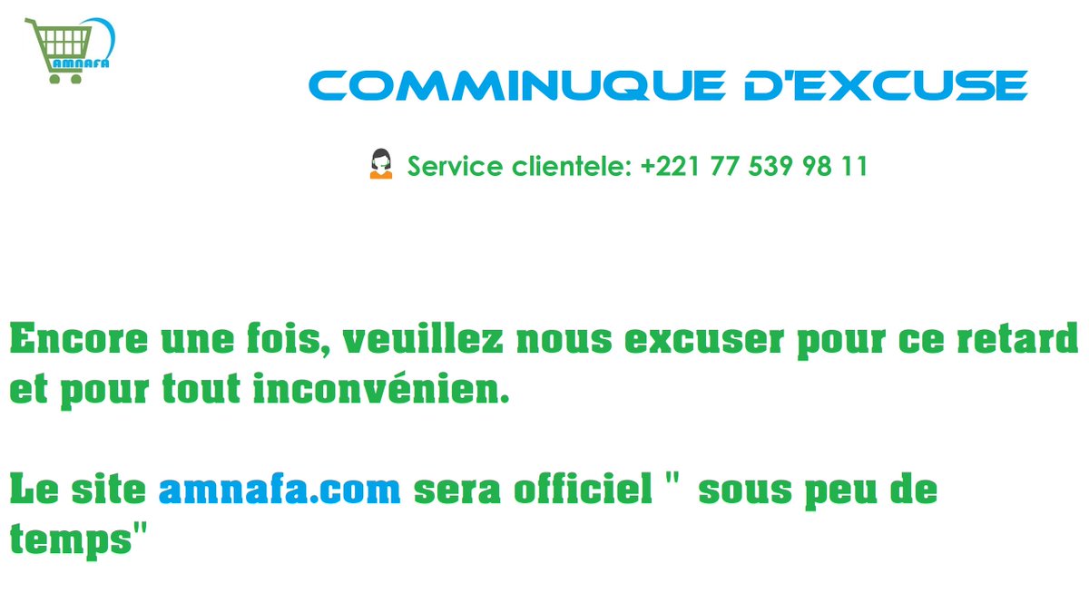 amnafashop's tweet photo. Communiqué d'excuse https://t.co/xgweKxUUIX
