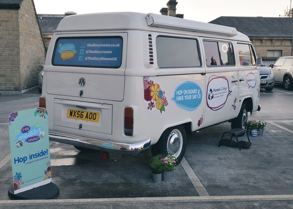 SandaleTrust's tweet photo. Tom had a go in @Thediaryrooms video van today to talk about @ForsterCC 's great work with students and partners. Learning is for everyone, and the Forsters team offer an amazing learning experience! Can't wait to see the final result! @tamwhughes https://t.co/ZRM7dLZcH6