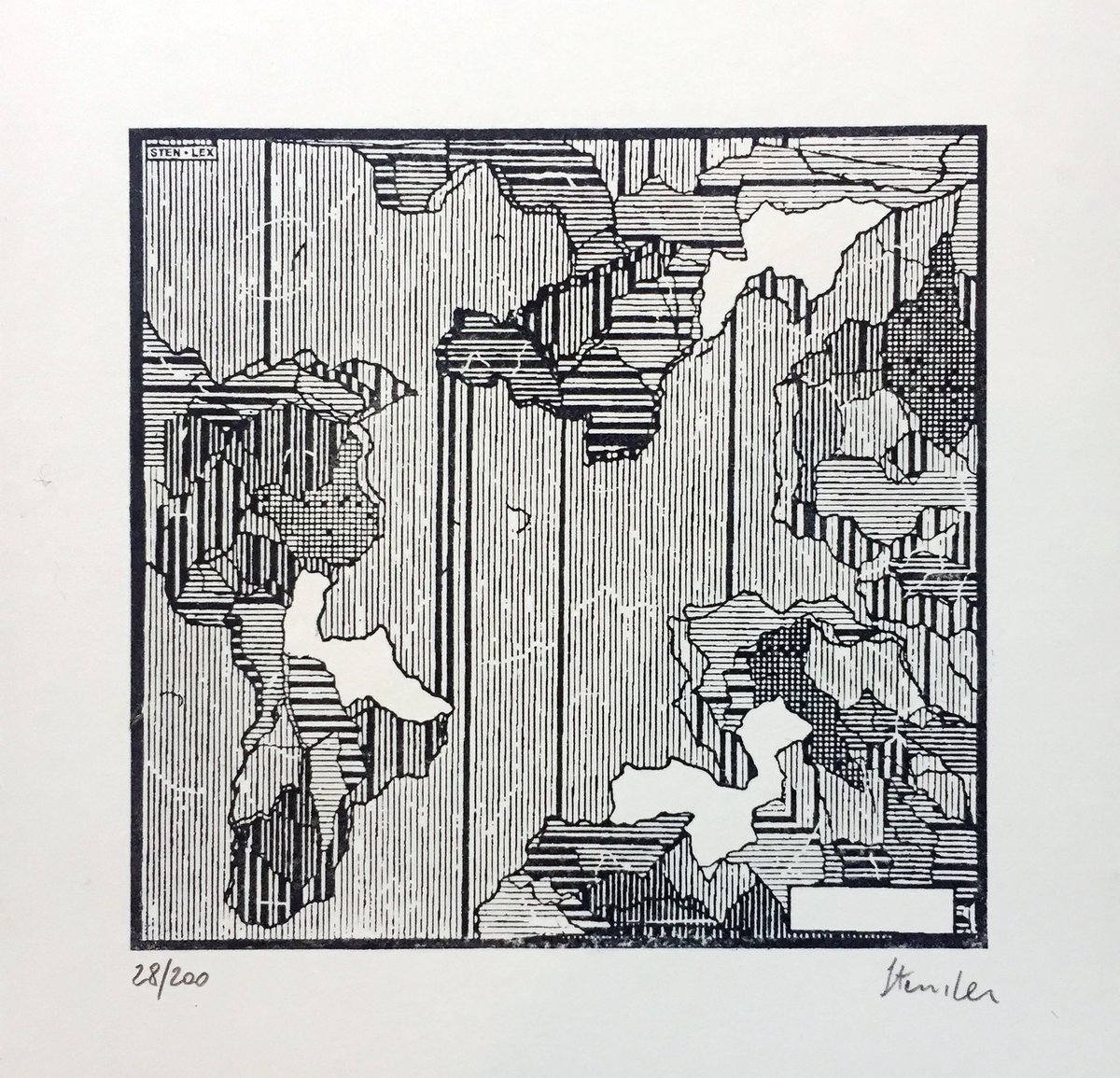 stenlex's tweet image. Confini, stamp edition of 200, 16x15cm on 300 grams ivory paper, available on stenlex.com