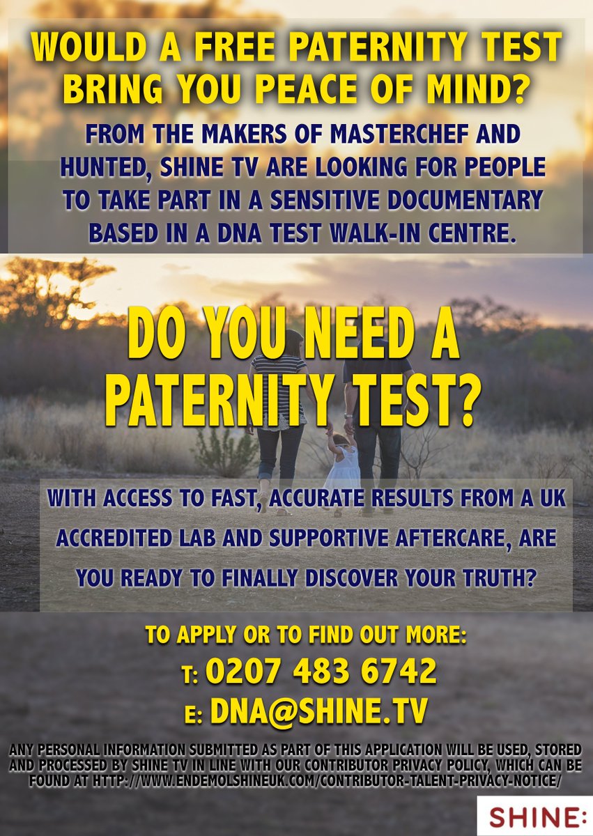 <a href="/Rose_tinted1/">Ben Rose TV Casting</a> Shine TV are looking for people who are considering getting a DNA test done for a non-broadcast documentary pilot. We are working with a DNA testing clinic in the North West to make a sensitive documentary about their work. Could you retweet? Thanks, Kim x