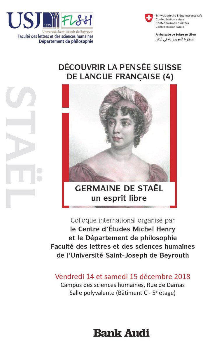 Usj On Twitter Le Departement De Philosophie De La Flsh Organise Un Colloque Autour Du Philosophe Germaine De Stael Les 14 Et 15 Decembre Au Csh Usjliban Prog Https T Co 5sxls5x6gg Https T Co Srdoyhwzzd