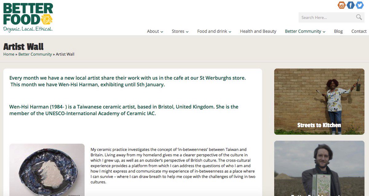 WENHSIartist's tweet photo. Thank you for sharing my exhibition news @BetterFoodCo ๏ผartistwall @bristol247 @365Bristol https://t.co/HbbucwWcmM #supportingartist #bristol #bristolceramics #bristolartist #handmadeceramics #contemporaryceramics #clay #BetterCommunity #art https://t.co/cEIa9Gv1Hg