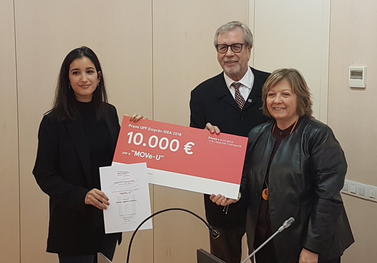 UPFBarcelona's tweet photo. La guanyadora de la modalitat #Idea 2018 és Helena Aguilar pel seu projecte MOVe-U. El projecte finalista és WIPass dels estudiants Mariam Ayadi i Nil Mandri. Enhorabona!
@ESCIupf @TecnoCampus https://t.co/TTjnShmwUt