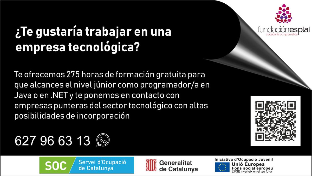 Iniciamos la nueva convocatoria del programa de formación para el empleo TIC #enfocat Toda la información en: fundacionesplai.org/blog/formacion…
