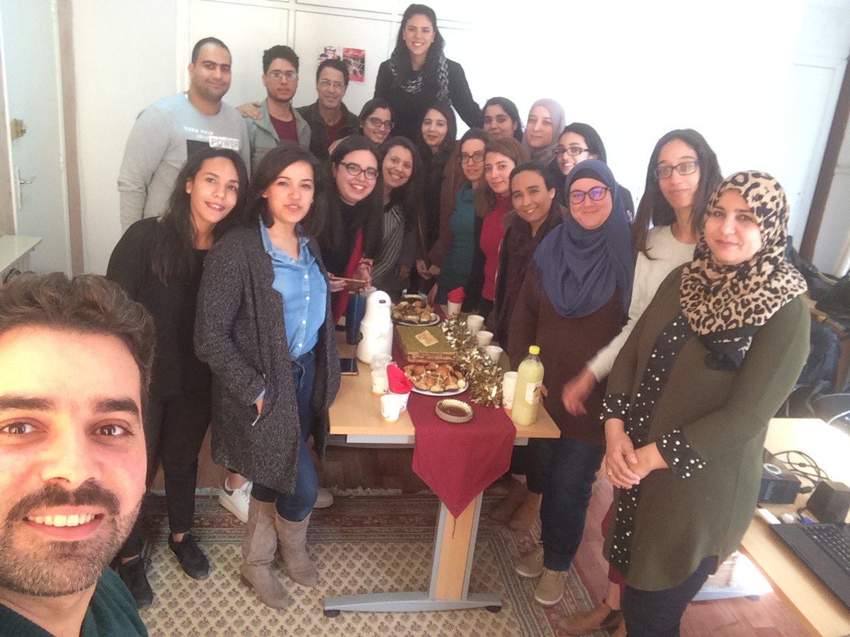H3ABioNet's tweet photo. #FST_Tunis 3rd edition #IBT_2018 classroom participants surprised the Teaching Assistants and Sys Admins with celebrations at the end of the Wrap up session for IBT_2018. #Africa #Tunisia #Bioinformatics #Training Congrats to the team and everyone else who participated in IBT https://t.co/ZvebKWtrda