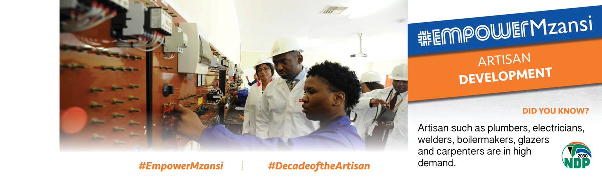 GovernmentZA's tweet photo. Did you know?
Artisan such as plumbers, electricians, welders, boilermakers, glazers and carpenters are high in demand. #EmpowerMzansi #DecadeOfTheArtisans https://t.co/jZtUJbPE2Z
