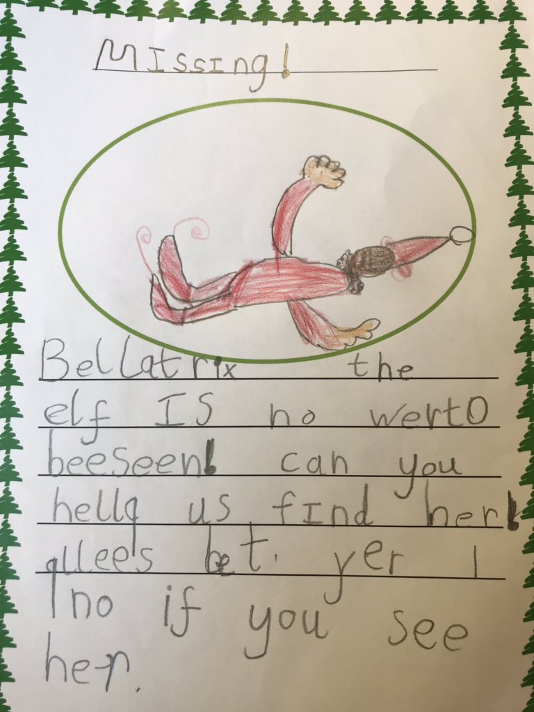 10Ailsa's tweet photo. Missing Elf update: Bellatrix is still missing, we have distributed our ‘missing’ posters throughout school in the hope that someone spots her. #Bellatrixtheelf #elfontheshelf #missingelf @Akeley_Wood https://t.co/dJAxECZUCv