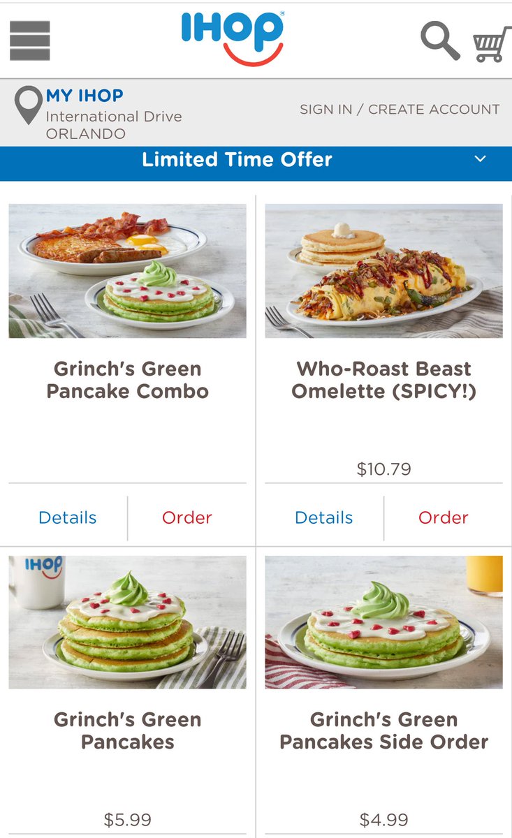 bioreconstruct on X: Most IHOP locations have Grinch Pancakes. Including  across the street from Universal's Endless Summer Resort.   / X