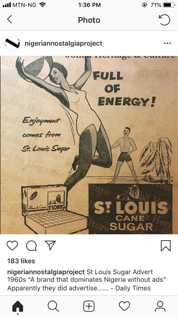 moyoursalau's tweet photo. GuyS I found the st Louis sugar ad @nigeriannostalgiaproject on IG https://t.co/C3I0uU6DGY