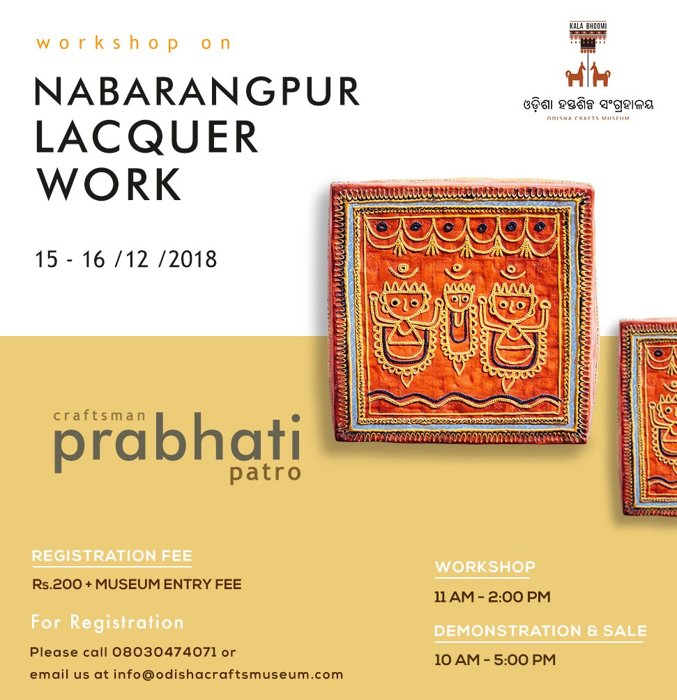 This weekend, get a chance to engage with the beautiful Lacquer boxes of Nabarangpur. Be a part of the 2-day workshop by registering before the 13th of December!

#lacquerbox #lacquercraft #lacquerwork #lacquerworkshop #craftsmuseum #craftworkshop #craftsale #craftsbazaar