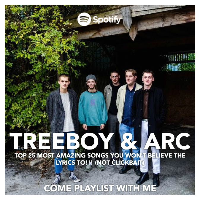 Come Play With Me (@cpwmco) on Twitter photo 'TOP 25 MOST AMAZING SONGS YOU WON'T BELIEVE THE LYRICS TO!!! (NOT CLICKBAIT)' is <a href="/treeboyandarc/">Treeboy & Arc</a>'s playlist of choice!
Listen in here: spoti.fi/2EOC5Mc
Includes <a href="/idlesband/">I D L E S</a> <a href="/Grandaddy/">Grandaddy</a> <a href="/chestpainsband/">Chest Pains</a> <a href="/fewsmusic/">FEWS</a> <a href="/saunayouth/">Sauna Youth</a> @whlungmusic @ENTERBODEGA <a href="/TRA_AMS/">TRAAMS</a> 'TOP 25 MOST AMAZING SONGS YOU WON'T BELIEVE THE LYRICS TO!!! (NOT CLICKBAIT)' is <a href="/treeboyandarc/">Treeboy & Arc</a>'s playlist of choice!
Listen in here: spoti.fi/2EOC5Mc
Includes <a href="/idlesband/">I D L E S</a> <a href="/Grandaddy/">Grandaddy</a> <a href="/chestpainsband/">Chest Pains</a> <a href="/fewsmusic/">FEWS</a> <a href="/saunayouth/">Sauna Youth</a> @whlungmusic @ENTERBODEGA <a href="/TRA_AMS/">TRAAMS</a>