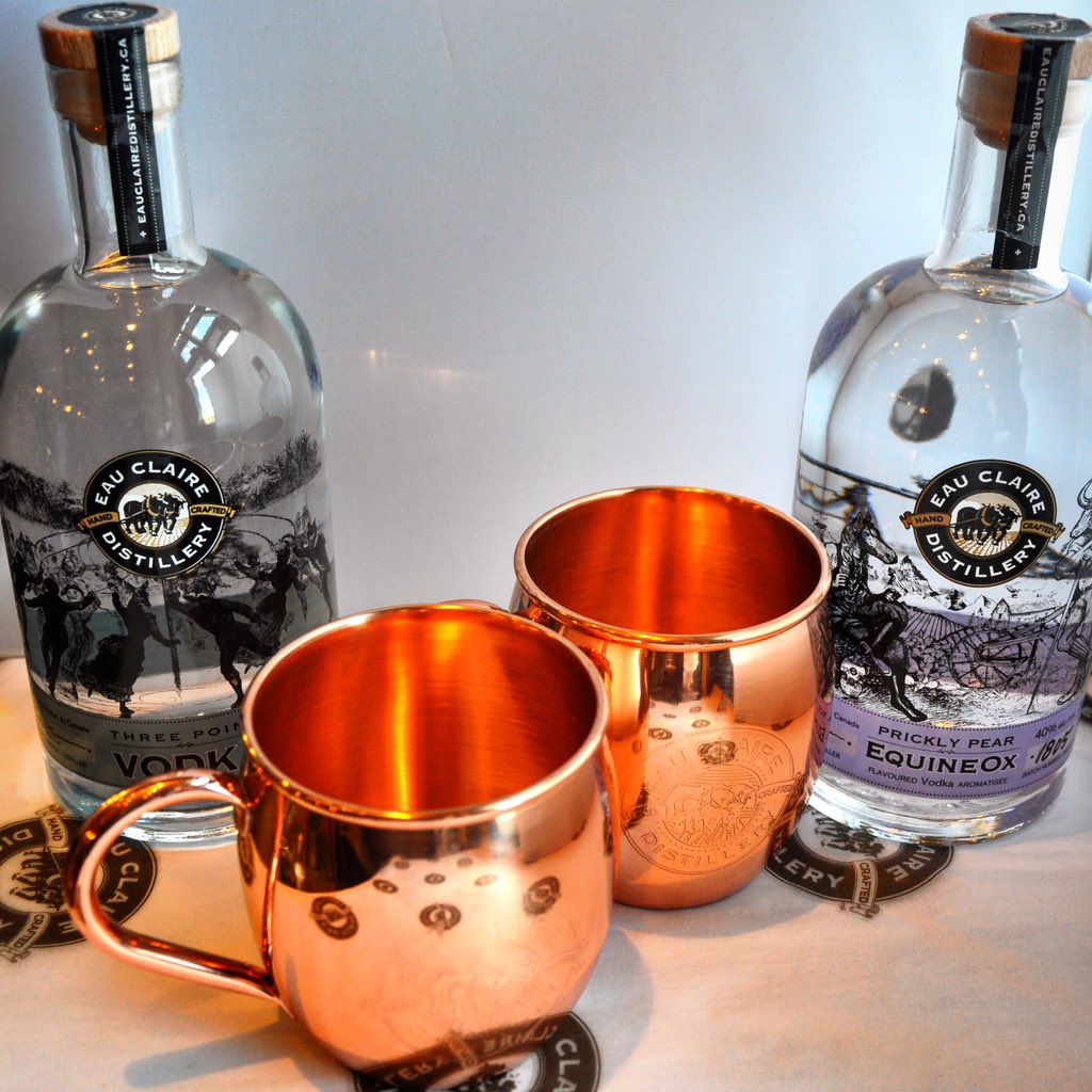 12 DAYS OF GIVEAWAYS! DAY 6!🍸For the Moscow Mule lover on your list, here’s how to win a bottle of Three Point Vodka, Prickly Pear EquineOx, two Eau Claire copper mugs and a tour &amp; tasting for two! ENTER TO WIN: Like &amp; retweet this post &amp; tag a friend! #shareeauclaire #yyc #yeg