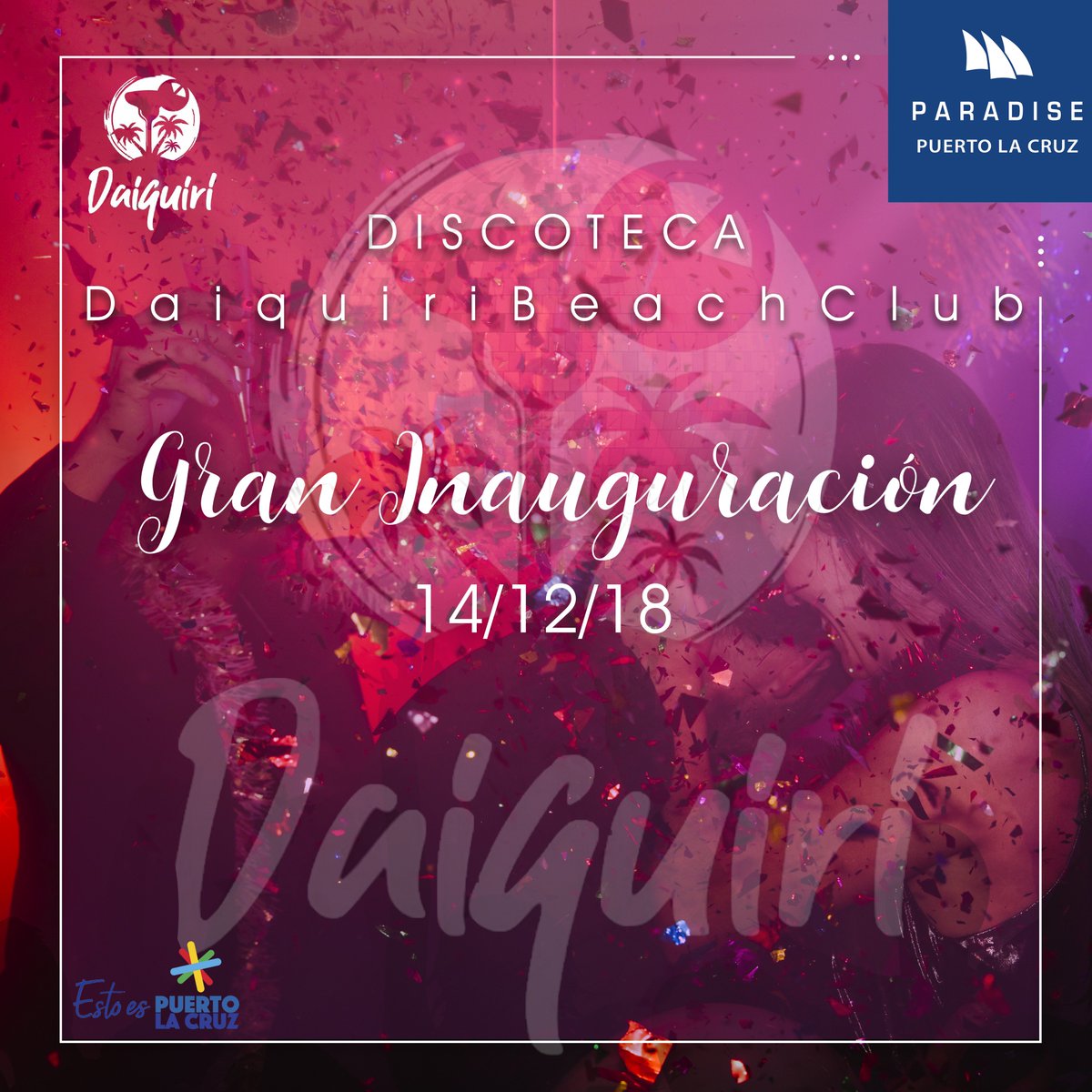 Sólo quedan 03 días para la gran Inauguración de nuestra Discoteca "Daiquiri Beach Club"
No te lo puedes perder, estamos ubicados en <a href="/ParadisePLC/">Hotel Paradise PLC</a>.
A partir de las 8:00pm, Te esperamos!