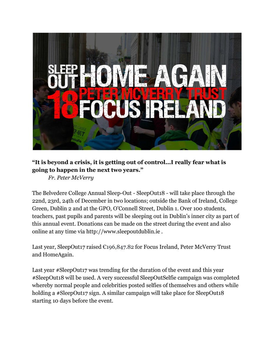 belvosleepout's tweet photo. Three families became homeless every single day in September in Dublin alone.Let's raise awareness and funds for those who really need it!  Follow us on Instagram @sleepoutdublin!  And Facebook https://t.co/pk8xJtA7l6   Donate @ https://t.co/IKmKZjk1yE  #SleepOut18 https://t.co/jnwUv8Rqiv