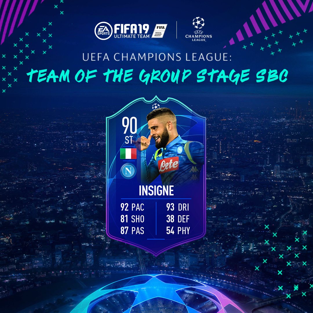 Disponibile in #FIFA19 #FUT #FUT19 la #SBC #TOTGS di Lorenzo Insigne.