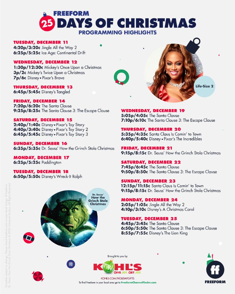 25 Days Of Christmas Keep Watching 25daysofchristmas On Freeformtv Get The Full Schedule At T Co Xaovswvero T Co Blxiacfpvx Twitter