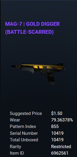 MAG-7 | Gold Digger (Battle-Scarred) #VGOGiveaway !
Rules to enter
💰Follow me <a href="/renkure/">Renkure ♦️</a> 
💰Retweet + Like
💰Tag a friend
💰Visit renkurecodes.weebly.com

Rolling in 1 day (12/12)