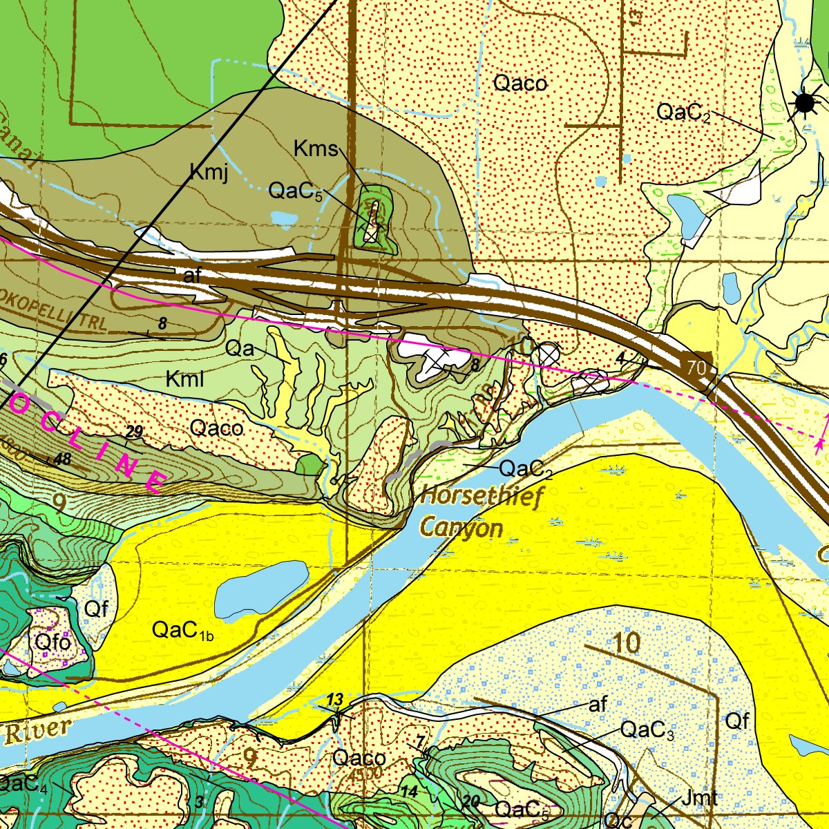COGeolSurvey's tweet image. NEW OF-15-14 Geologic Map of the Mack Quadrangle, Mesa County, Colorado #Statemap -- located nine miles east of the Colorado-Utah border with the Colorado River cutting through the quadrangle from east to west. store.coloradogeologicalsurvey.org/product/geolog…